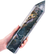 AMOYSTONE Ocean Jasper wand six-faceted obelisk for chakra balance and meditation focus