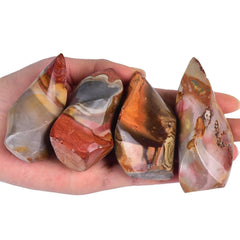 AMOYSTONE polychrome jasper flame tower stack displays vibrant colors for decor