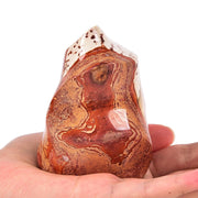 AMOYSTONE polychrome jasper flame tower for meditation and serene decor.