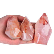 AMOYSTONE Red Hematoid Flame Tower closeup reveals hematite inclusions for vibrant detail