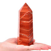 AMOYSTONE red Jasper obelisk wand for focused energy during meditation.
