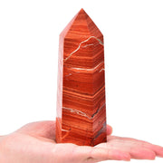 AMOYSTONE red Jasper obelisk wand for focused energy during meditation.