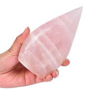 AMOYSTONE Rose Quartz drop wand shown in soft pink hues for meditation and emotional balance