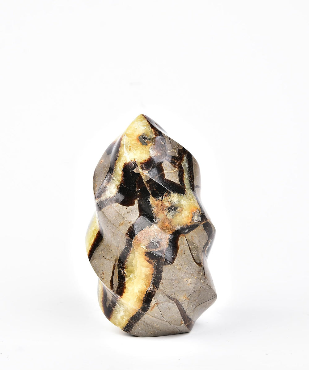 AMOYSTONE Septarian Flame Tower front view for meditation and calm focus