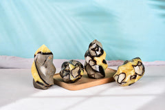 AMOYSTONE Septarian Flame Tower side view reveals turtle-like crack pattern