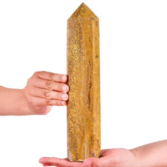 AMOYSTONE six-faceted crystal obelisk supports chakra balance.