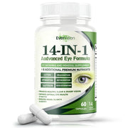 AMUA Evervision 14-in-1 eye formula bottle close-up with softgels
