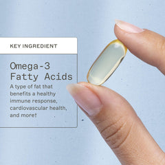 Capsules held in hand illustrate easy daily omega-3 supplementation