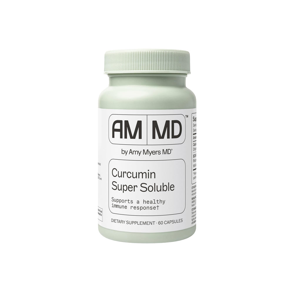 Amy Myers MD Curcumin Super Soluble bottle front highlighting high bioavailability turmeric for immune support