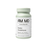 Amy Myers MD Glutathione bottle closeup highlighting label and 30 capsules for daily wellness.