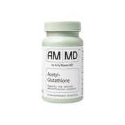 Amy Myers MD Glutathione bottle closeup highlighting label and 30 capsules for daily wellness.