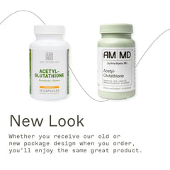 Amy Myers MD Glutathione label front highlights gluten-free and non-dairy formulation.