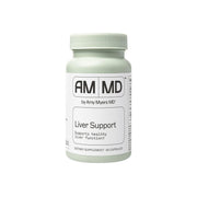 Amy Myers MD Liver Support bottle label highlights detox-friendly nutrients for antioxidant support.