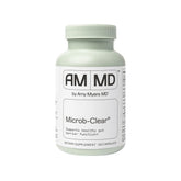 Amy Myers MD Microb-Clear bottle label supports gut flora balance for daily wellness.