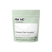 Amy Myers MD Prebiotic Fiber Powder bottle highlights organic acacia fiber for gut support.
