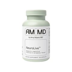 Amy Myers MD NeuroLive bottle promotes brain health and focus at a glance.