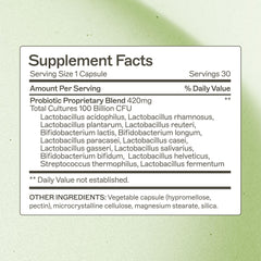 Amy Myers MD Probiotic Capsules closeup; 14 strains working together for digestion and nutrient absorption.