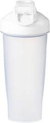 AMZCHEF Protein Shaker Bottle 600ml with clear body for precise ingredient tracking during workouts.