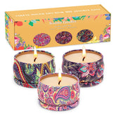 Amzwax Rose candle tin creating a calming floral atmosphere at home