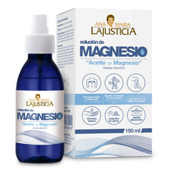 Ana María Lajusticia Magnesium Oil bottle in black with a premium look for daily topical use.