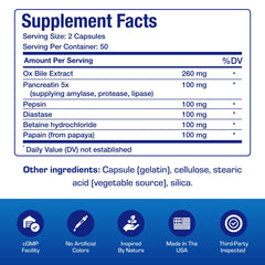 Anabolic Laboratories Multi Digestive Enzymes ingredient blend with ox bile and pancreatin