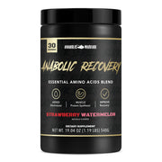 Anabolic Warfare Anabolic Recovery strawberry watermelon bottle for post-workout support.