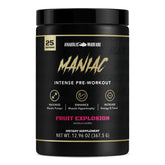 Anabolic Warfare Maniac powder tub in Fruit Explosion flavor for energized workouts.