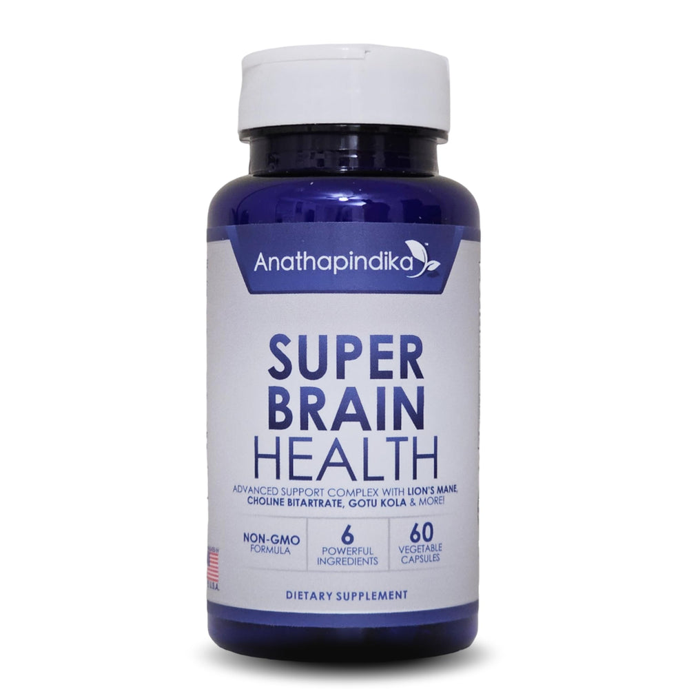 Anathapindika Health Brain Health bottle showing a nootropic blend for daily focus support.