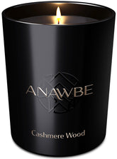 ANAWBE Cashmere Wood candle in a jar enhances ambiance with a warm, woodsy scent.