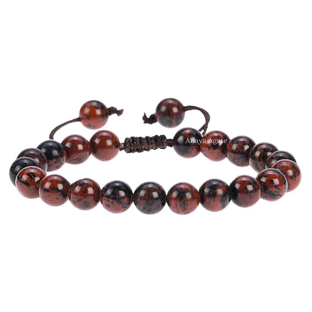 ANAYA AGATE Mahogany Obsidian bracelet close-up beads highlighting grounding energy