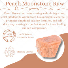 ANAYA AGATE Peach Moonstone rough stone with authenticity card supports mindful crafting.
