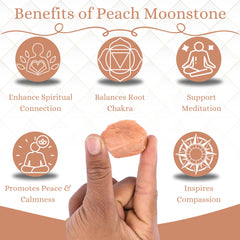 ANAYA AGATE Peach Moonstone rough stone in velvet pouch for gifting.