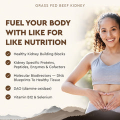 Ancestral Supplements beef kidney ingredients label emphasizes non-GMO purity.