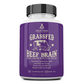 Ancestral Supplements Brain and Liver capsules bottle on a wooden surface for daily brain support.