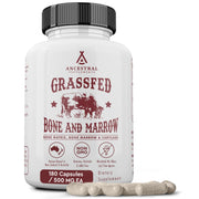 Ancestral Supplements grass-fed beef bone marrow bottle emphasizes premium, whole-food nutrition.