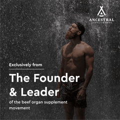 Ancestral Supplements grass-fed beef liver cut highlighting organ nutrition.
