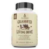 Ancestral Supplements bone health bottle showing grass-fed beef living bone supplement.