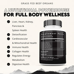 Ancestral Supplements grass-fed liver capsules close-up highlighting heme iron and B12