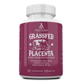 Ancestral Supplements grass-fed placenta and liver capsules bottle; postpartum energy and mood support
