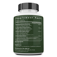 Ancestral Supplements greens and reds blend ingredients close up showing spirulina and goji for energy.