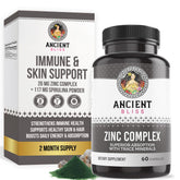 Ancient Bliss Zinc Complex bottle showing 60 capsules for daily immune support