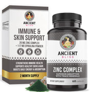 Ancient Bliss Zinc Complex bottle showing 60 capsules for daily immune support
