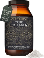 Ancient + Brave True Collagen, botella, ideal para uso diario en piel y uñas.