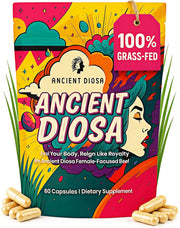 ANCIENT DIOSA grass-fed beef liver capsules pack supports female vitality.