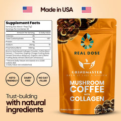 ANCIENT DIOSA Mushroom Coffee bottle label highlighting premium blend.
