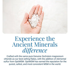 Ancient Minerals Magnesium Bath Flakes Ultra dissolving in water to create a mineral-rich soak.