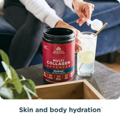 Ancient Nutrition Hydrate shaker with powder suggests convenient daily hydration on the go.