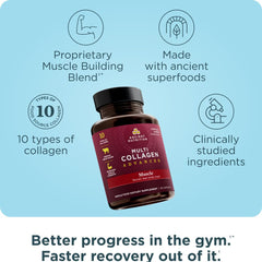 Ancient Nutrition Advanced Multi Collagen label detail highlighting collagen blend and organic ingredients.