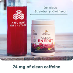 Scooping Ancient Nutrition Clean Energy Powder for a quick energy and focus lift