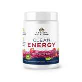 Ancient Nutrition Clean Energy Powder tub showing strawberry kiwi flavor for a steady energy boost